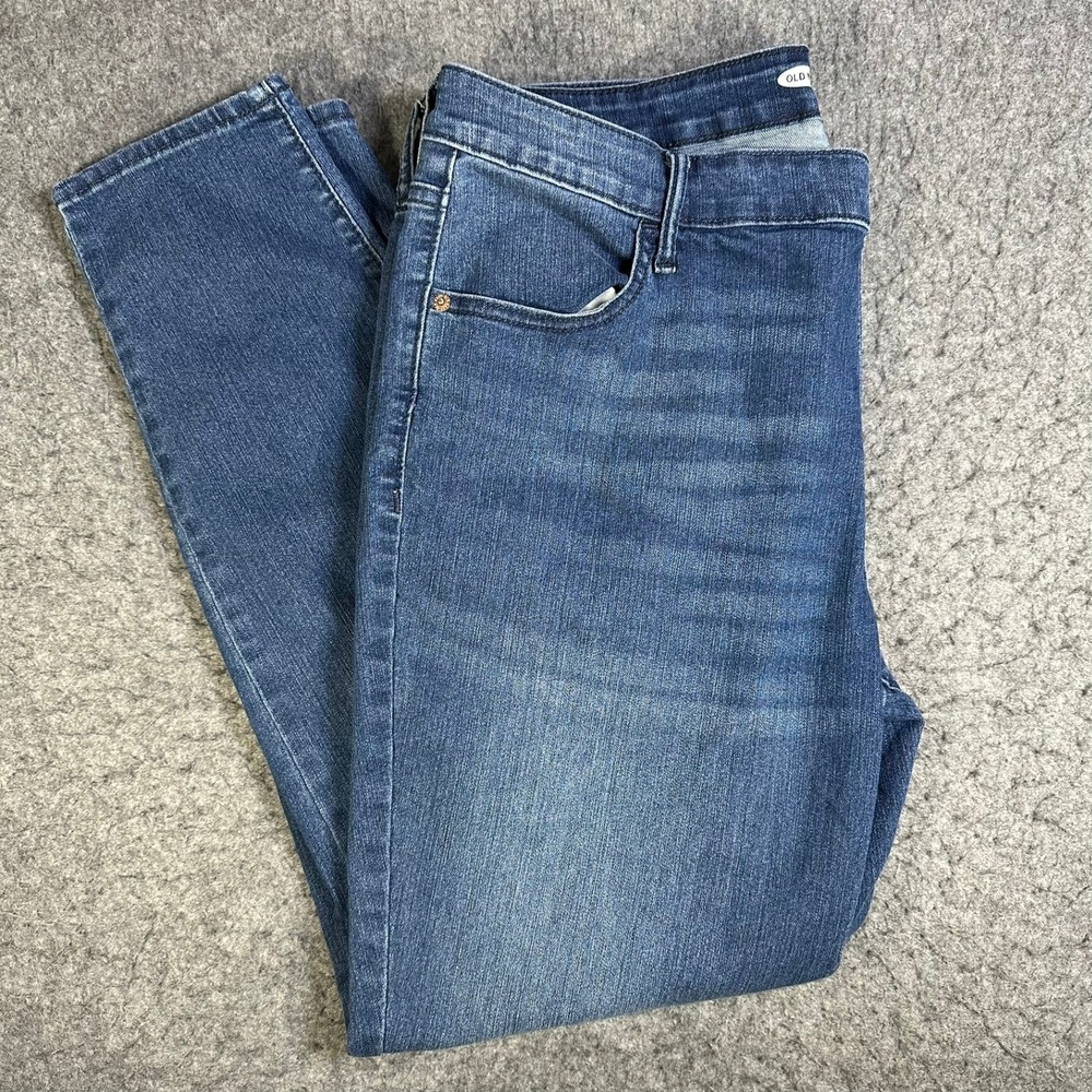 Old Navy Womens Super Skinny Medium Wash Stretch Denim Jeans Blue Size 16